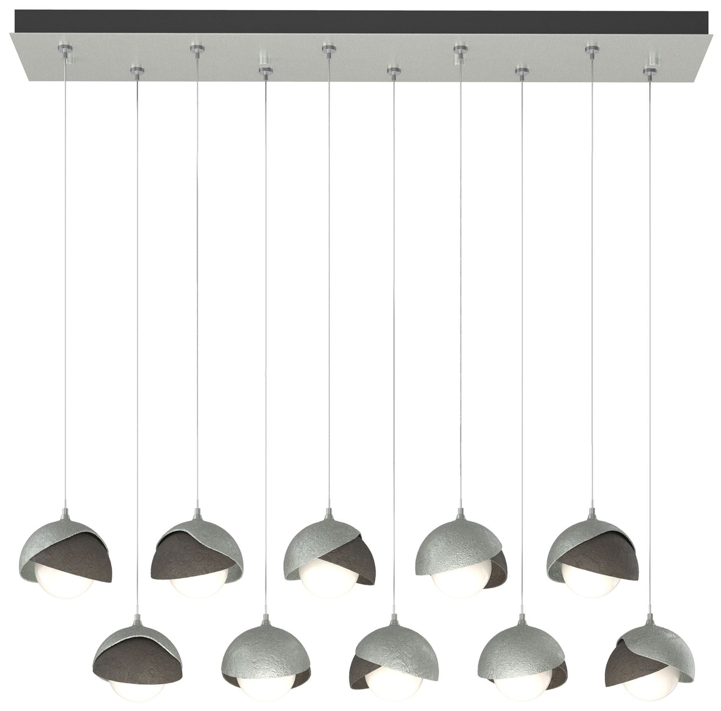 Brooklyn 10-Light Rectangular Pendant - Platinum - Smoke - Opal