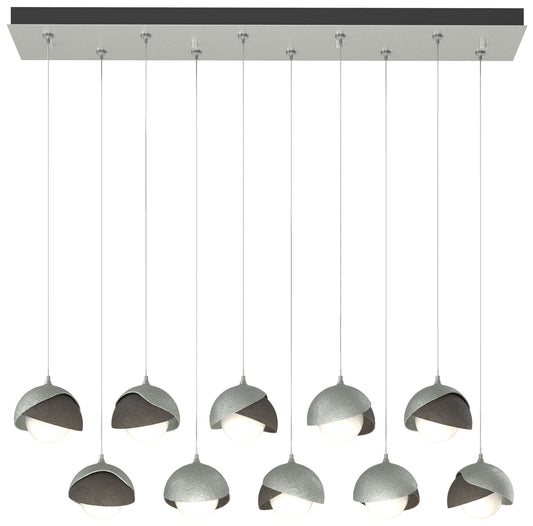 Brooklyn 10-Light Rectangular Pendant - Platinum - Smoke - Opal