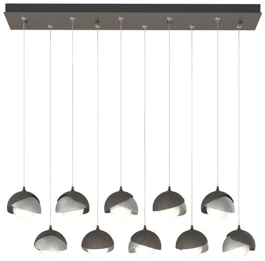 Brooklyn 10-Light Rectangular Pendant - Smoke - Platinum - Opal