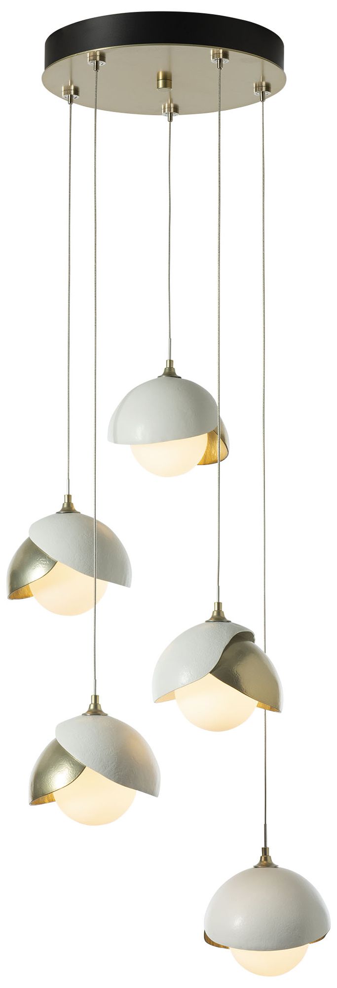 Brooklyn 16" Wide Double Shade 5-Light Modern Brass Pendant W/ Opal Gl