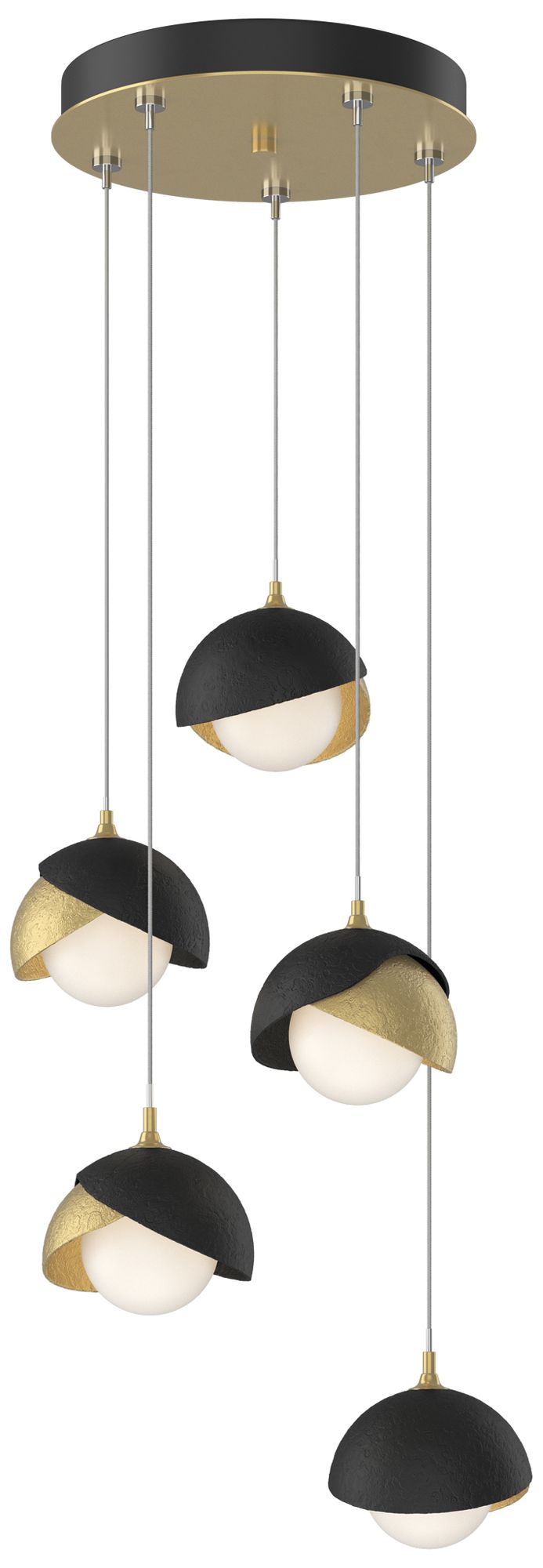 Brooklyn 16"W 5-Light Black Accented Brass Standard Double Shade Penda