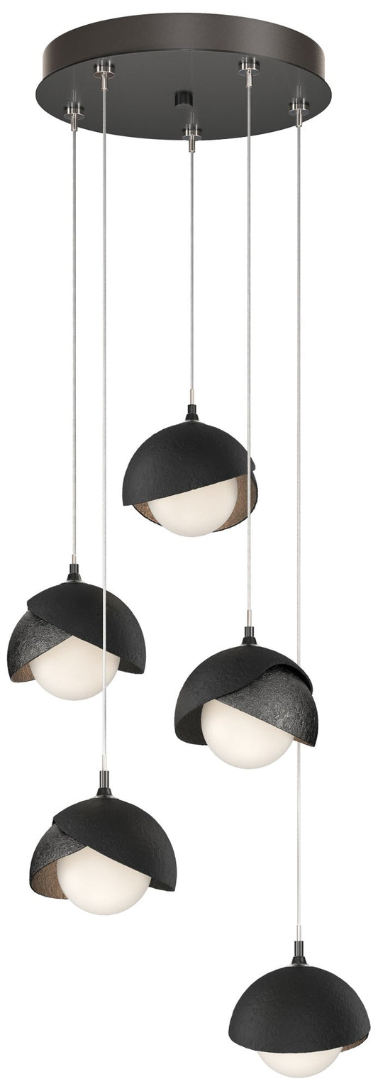 Brooklyn 16"W 5-Light Black Accented Ink Standard Double Shade Pendant