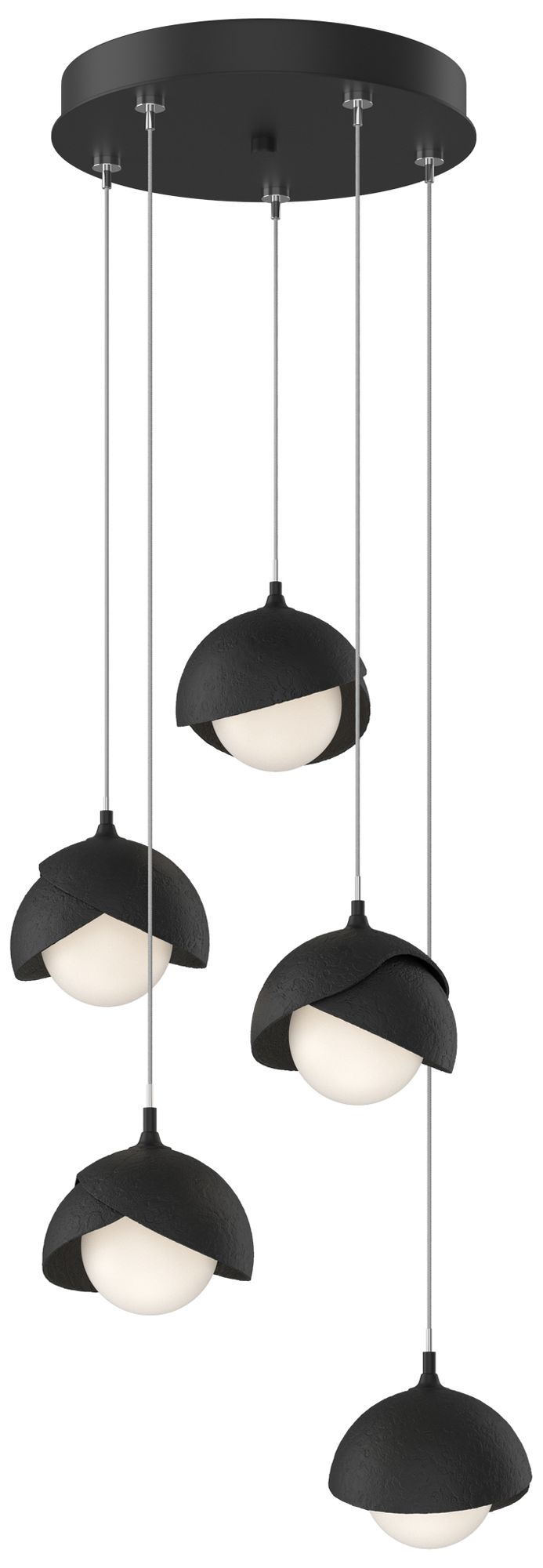 Brooklyn 16"W 5-Light Black Standard Double Shade Pendant