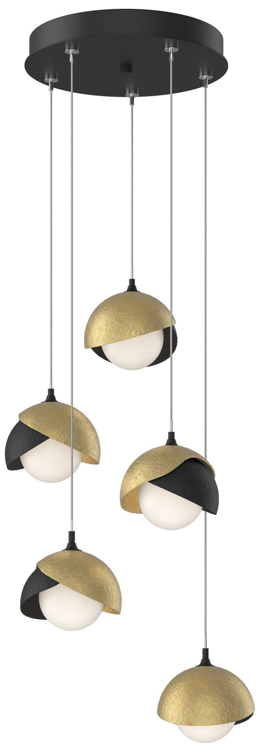 Brooklyn 16"W 5-Light Brass Accented Black Standard Double Shade Penda