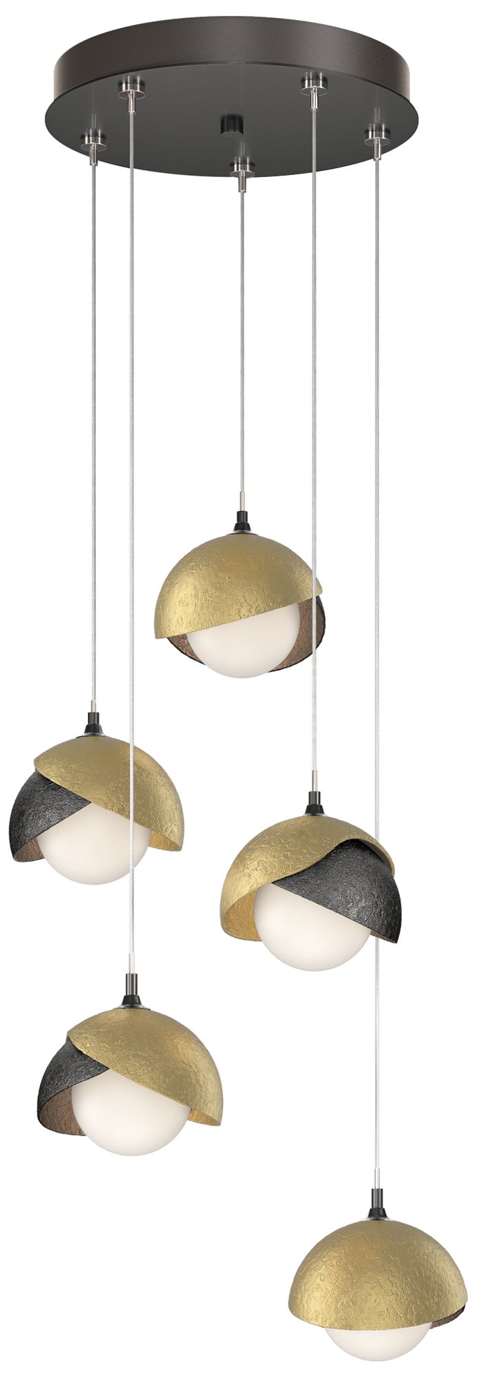 Brooklyn 16"W 5-Light Brass Accented Ink Standard Double Shade Pendant