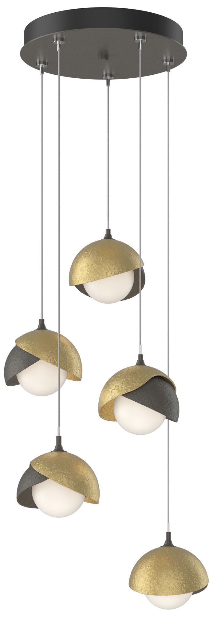 Brooklyn 16"W 5-Light Brass Accented Smoke Standard Double Shade Penda