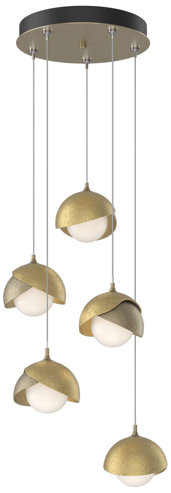 Brooklyn 16"W 5-Light Brass Accented Soft Gold Long Double Shade Penda