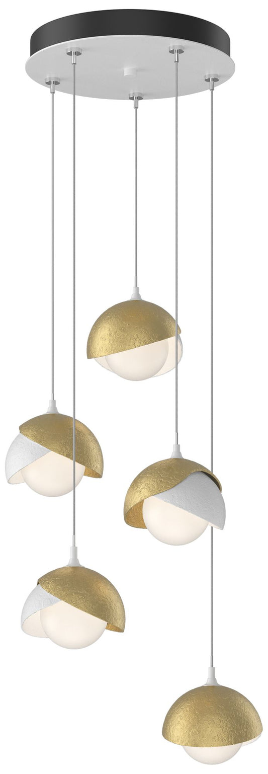 Brooklyn 16"W 5-Light Brass Accented White Standard Double Shade Penda