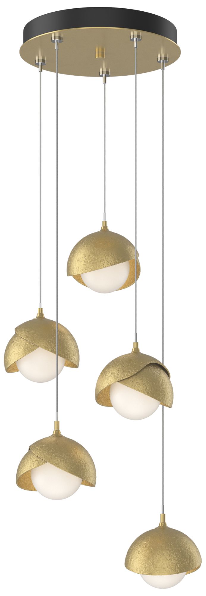 Brooklyn 16"W 5-Light Brass Standard Double Shade Pendant