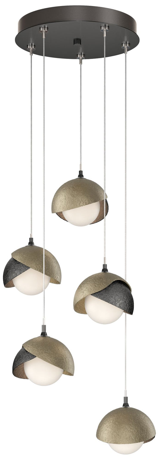 Brooklyn 16"W 5-Light Gold Accented Ink Standard Double Shade Pendant