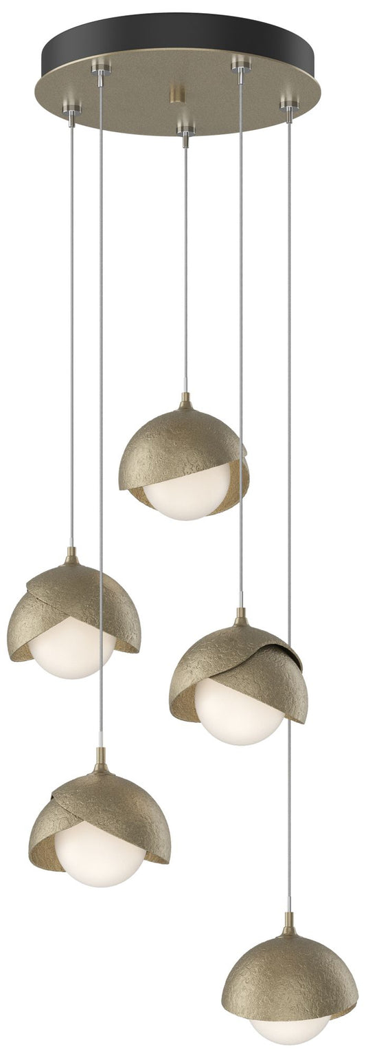 Brooklyn 16"W 5-Light Gold Standard Double Shade Pendant