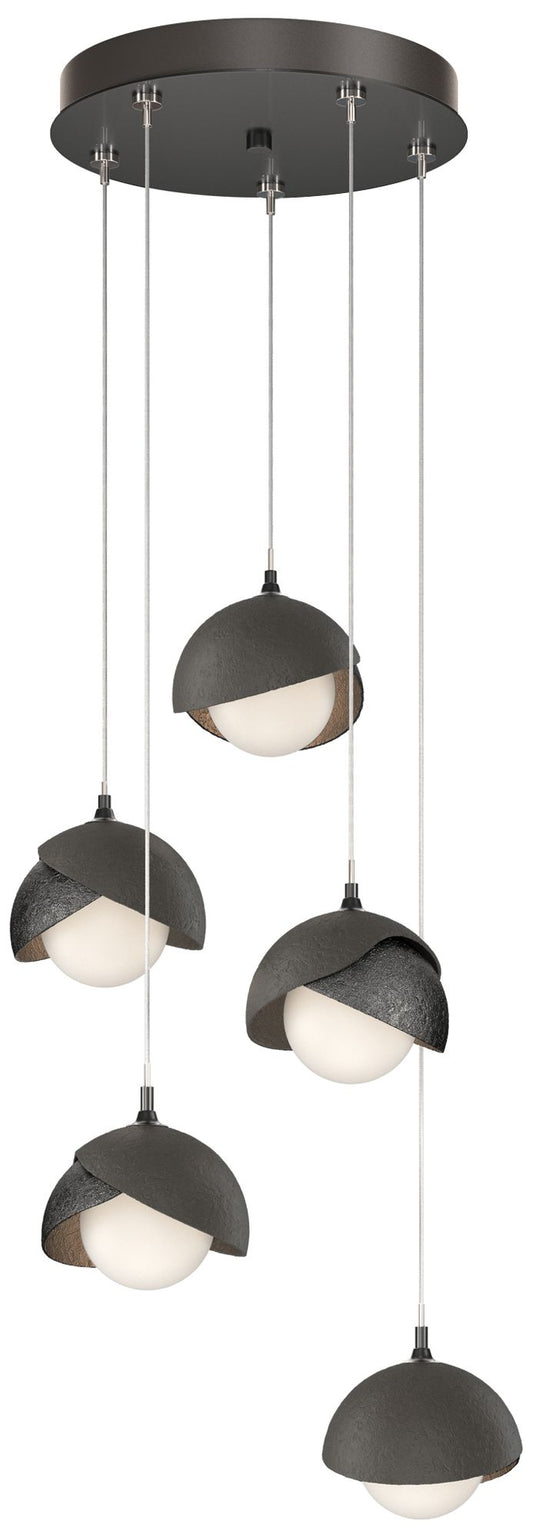 Brooklyn 16"W 5-Light Smoke Accented Ink Standard Double Shade Pendant