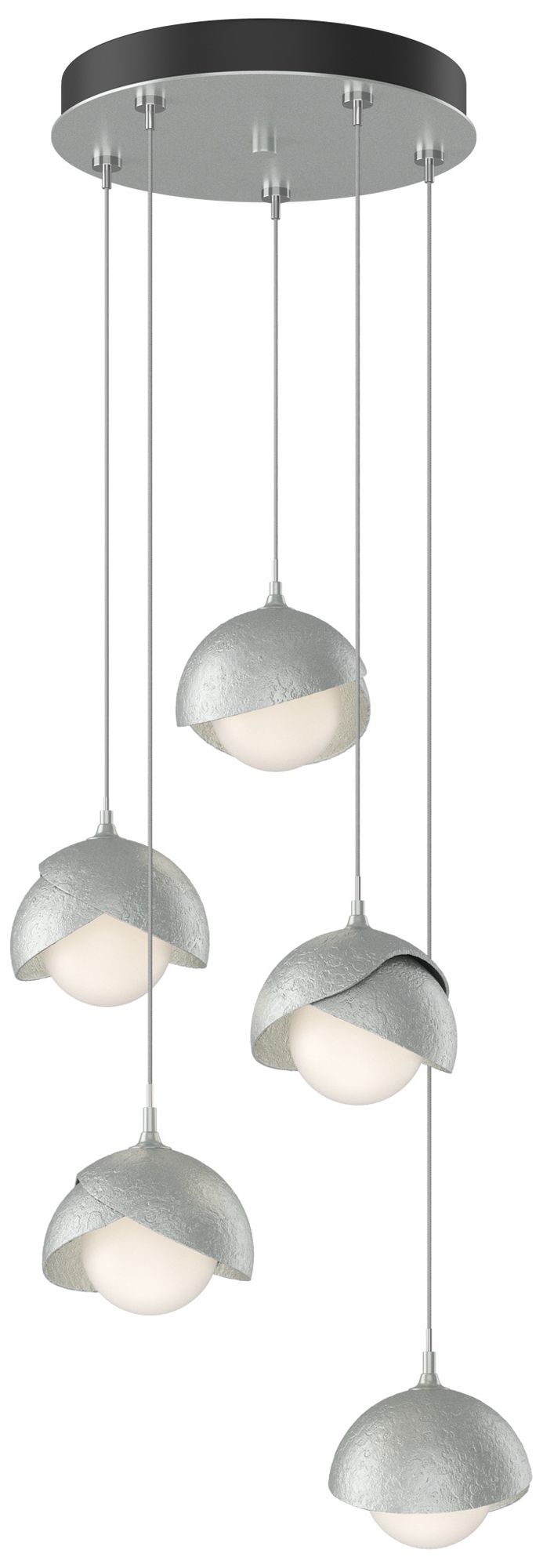Brooklyn 16"W 5-Light Vintage Platinum Long Double Shade Pendant