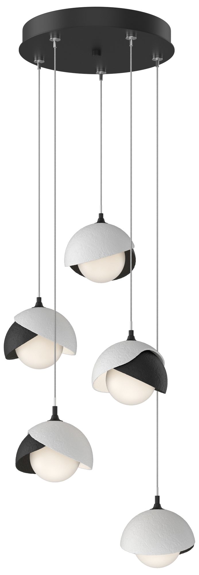 Brooklyn 16"W 5-Light White Accented Black Standard Double Shade Penda