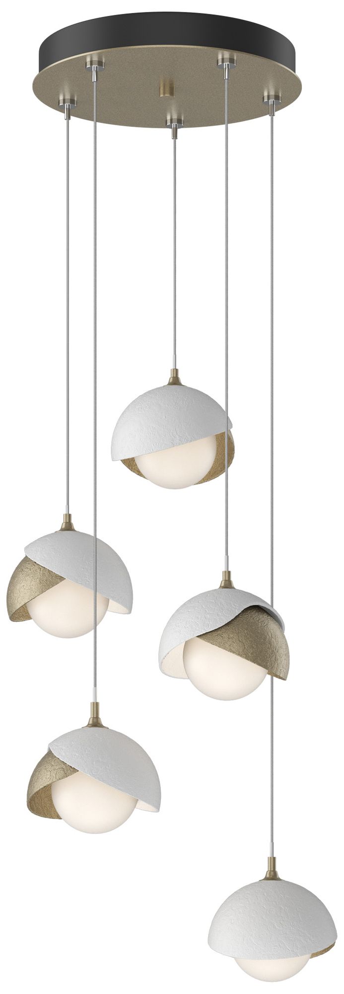 Brooklyn 16"W 5-Light White Accented Soft Gold Long Double Shade Penda