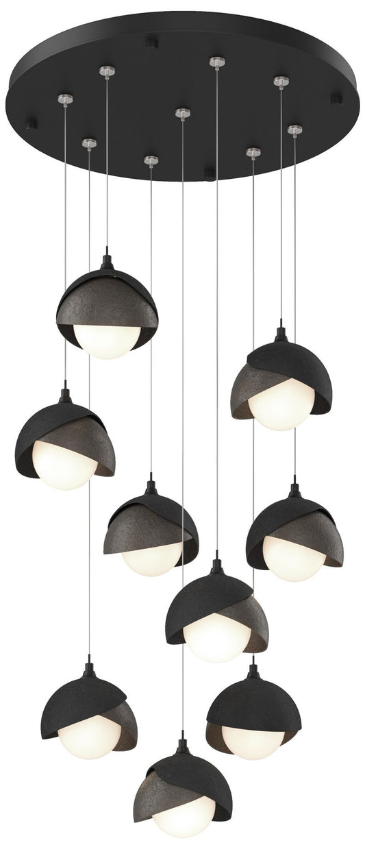 Brooklyn 20.5" 9-Light Black & Dark Smoke Round Long 2-Shade Penda