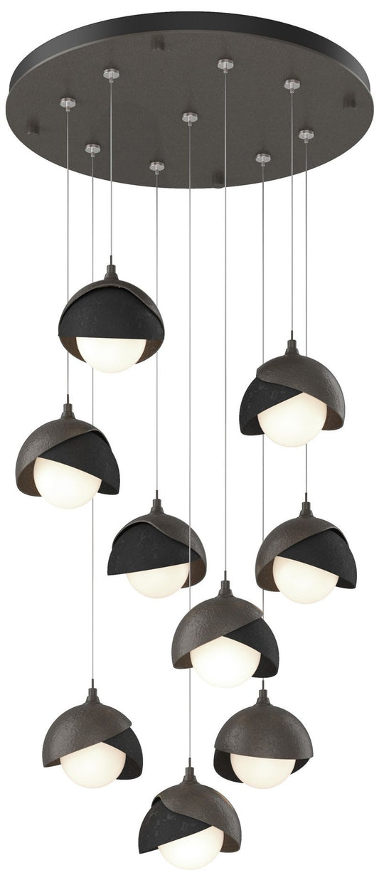 Brooklyn 20.5" 9-Light Dark Smoke & Black Round Long 2-Shade Penda