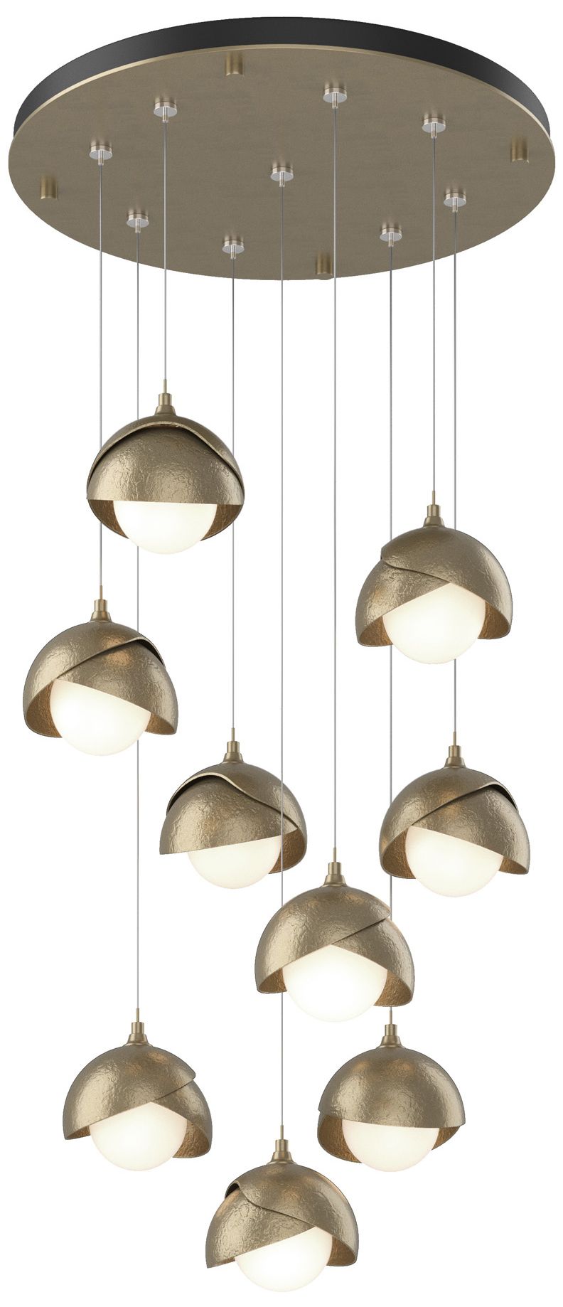 Brooklyn 20.5" 9-Light Gold & Gold Round Long 2-Shade Pendant