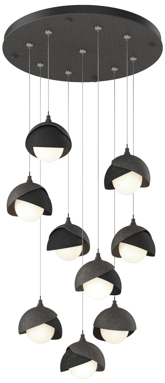 Brooklyn 20.5" 9-Light Iron & Black Round Long 2-Shade Pendant