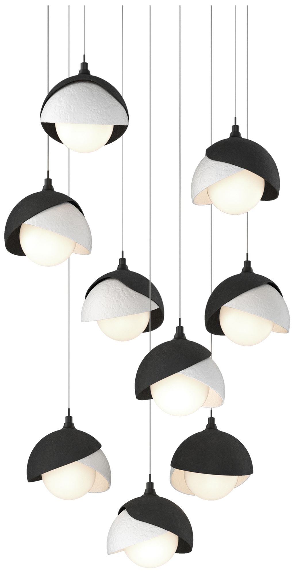 Brooklyn 20.5"W 9-Light White Accented Double Round Black Long Pendant