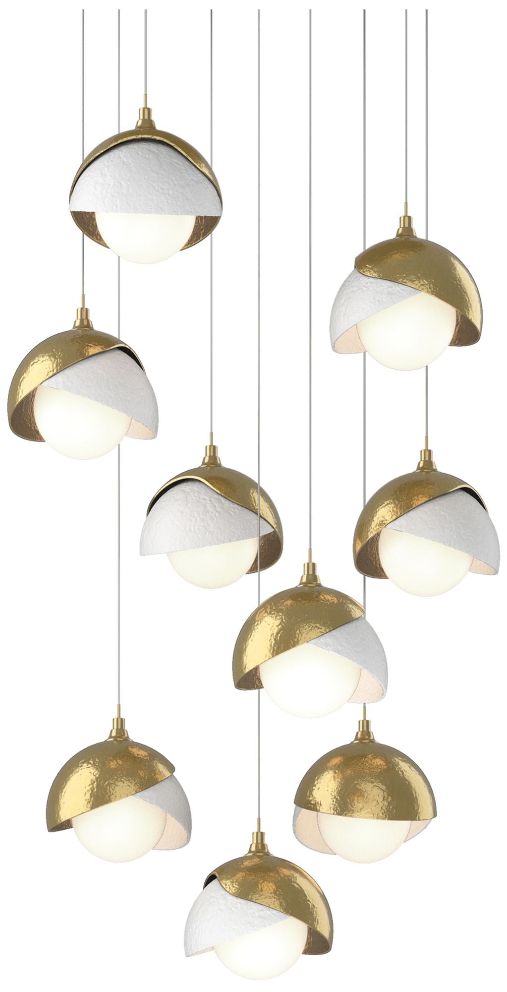 Brooklyn 20.5"W 9-Light White Accented Double Round Brass Long Pendant