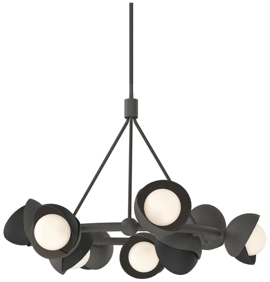 Brooklyn 32"W 9-Light Black Accented Natural Iron Double Shade Ring Pe