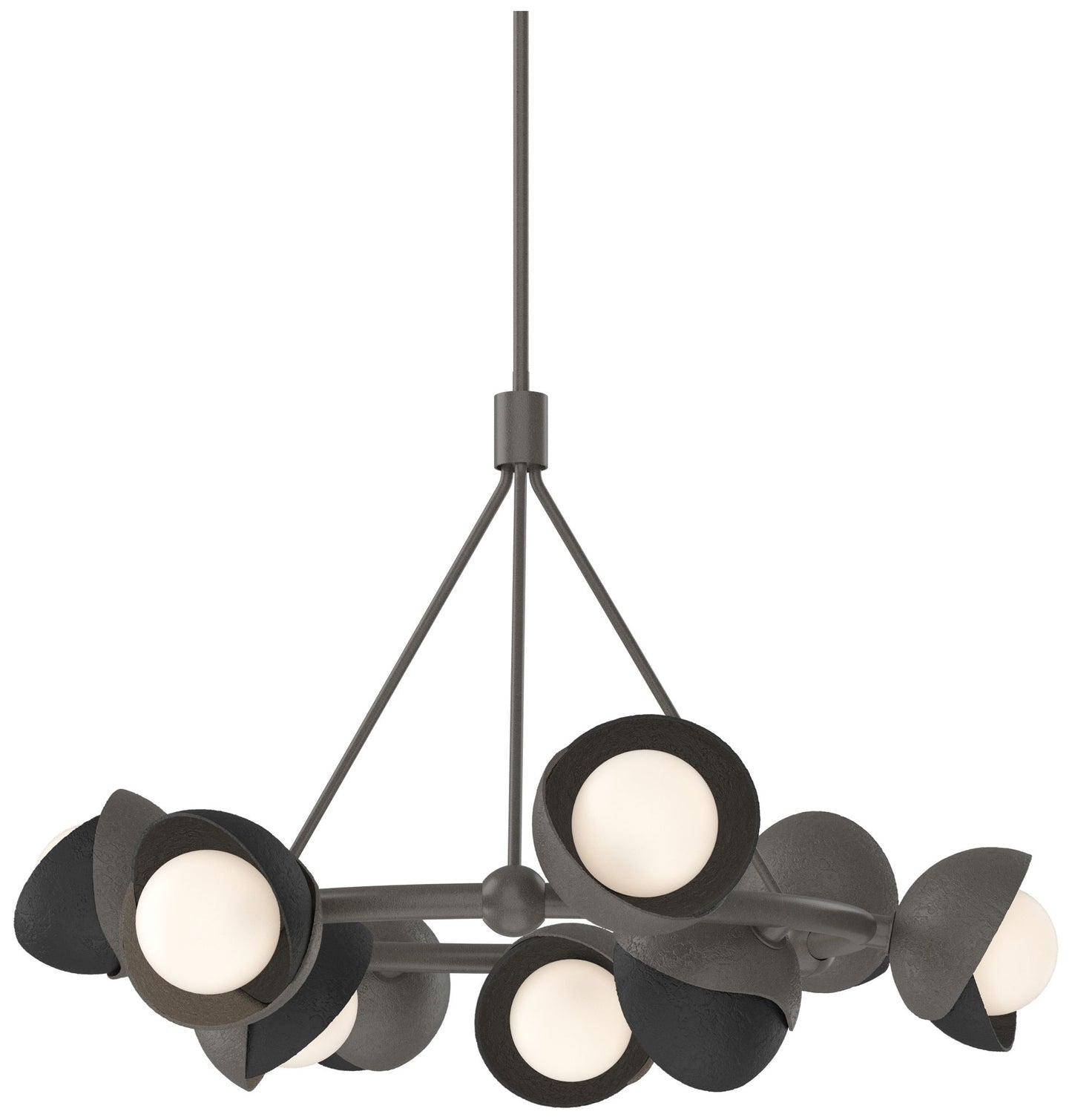 Brooklyn 32"W 9-Light Black Accented Smoke Double Shade Ring Pendant