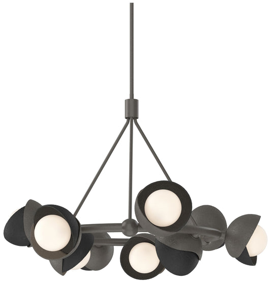 Brooklyn 32"W 9-Light Black Accented Smoke Double Shade Ring Pendant
