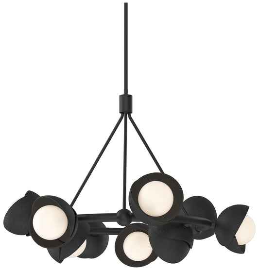 Brooklyn 32"W 9-Light Black Double Shade Ring Pendant