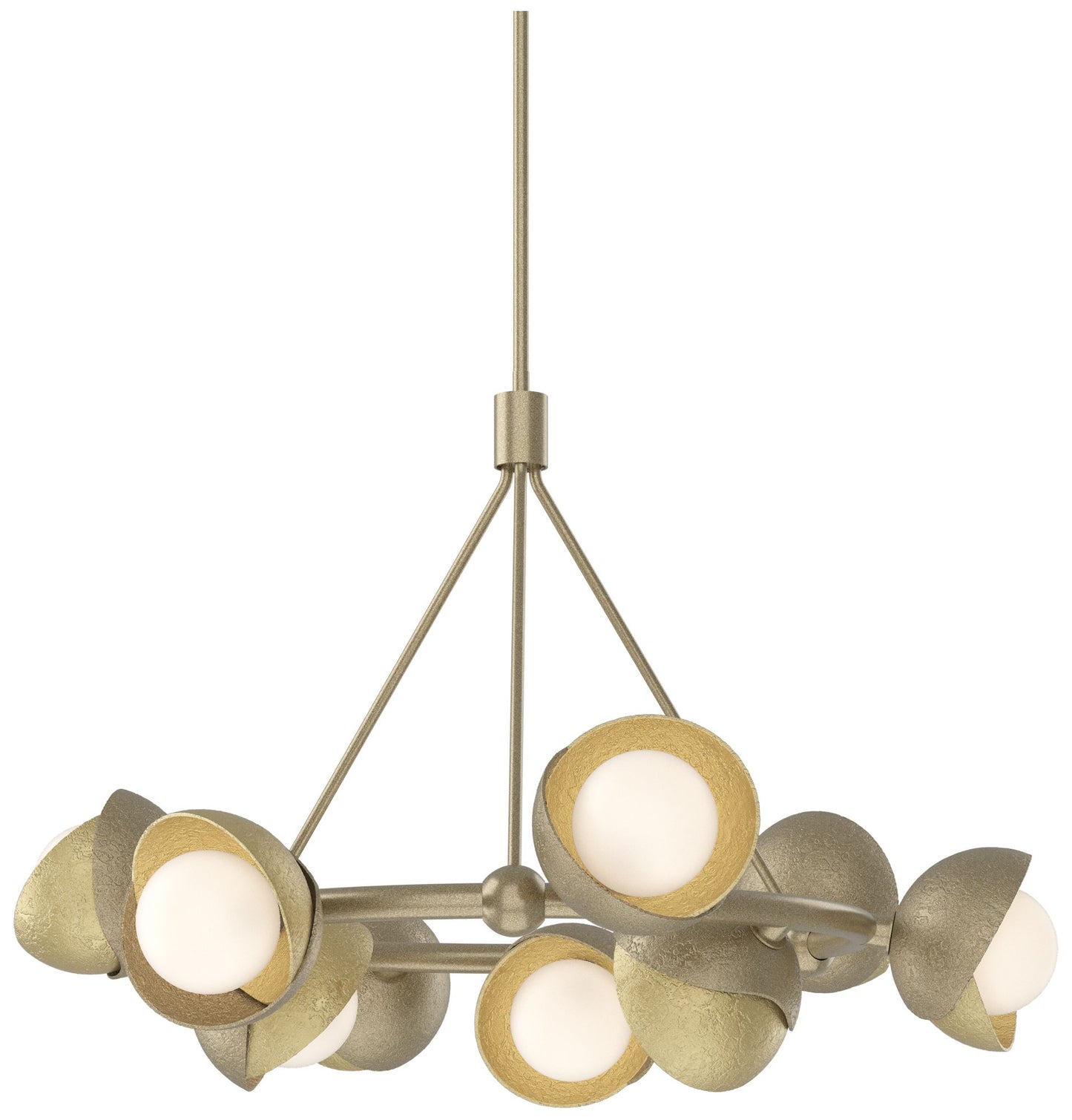 Brooklyn 32"W 9-Light Brass Accented Soft Gold Double Shade Ring Penda