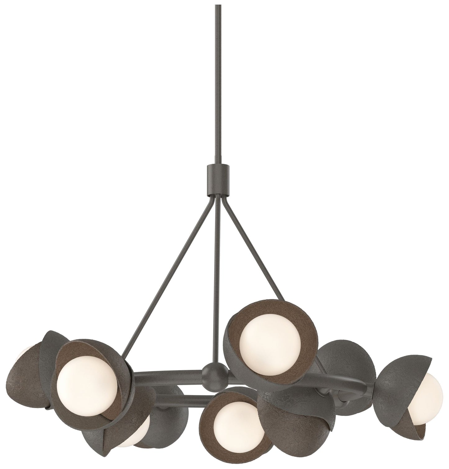 Brooklyn 32"W 9-Light Bronze Accented Smoke Double Shade Ring Pendant