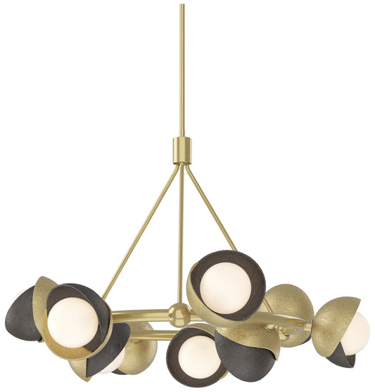 Brooklyn 32"W 9-Light Oiled Bronze Accented Brass Double Shade Ring Pe