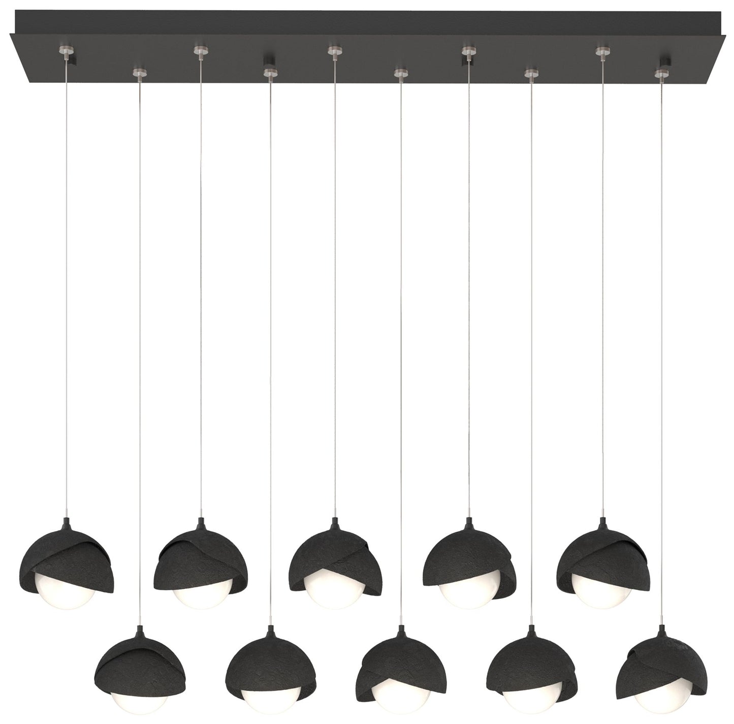 Brooklyn 44.5" Black & Black Rectangular Long 2-Shade Pendant