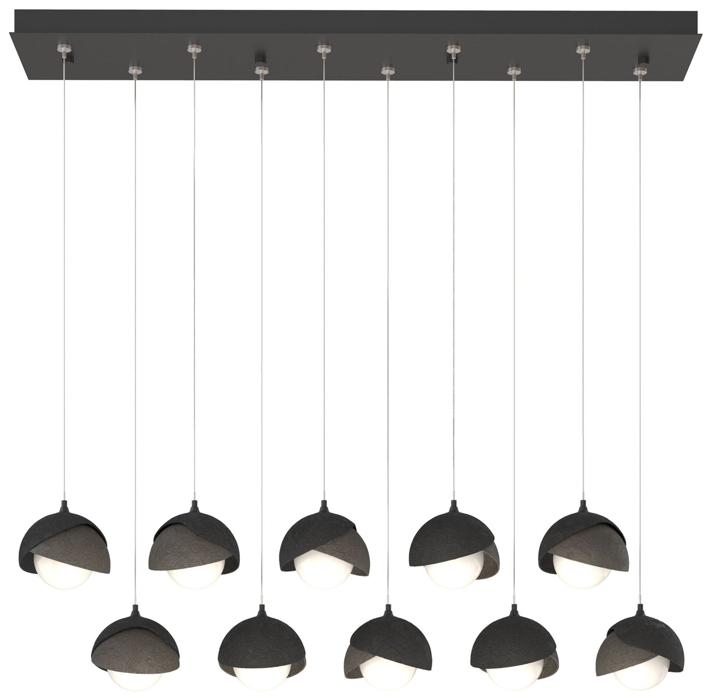 Brooklyn 44.5" Black & Dark Smoke Rectangular Long 2-Shade Pendant