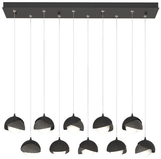 Brooklyn 44.5" Black & Iron Rectangular Long 2-Shade Pendant