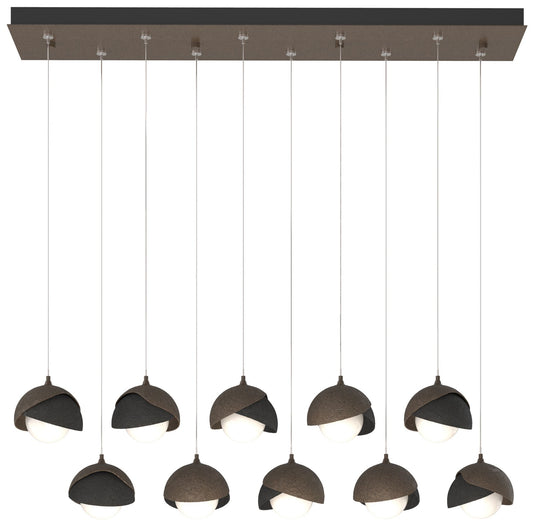 Brooklyn 44.5" Bronze & Black Rectangular Long 2-Shade Pendant