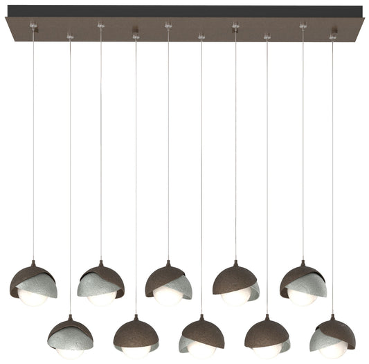 Brooklyn 44.5" Bronze & Platinum Rectangular Long 2-Shade Pendant