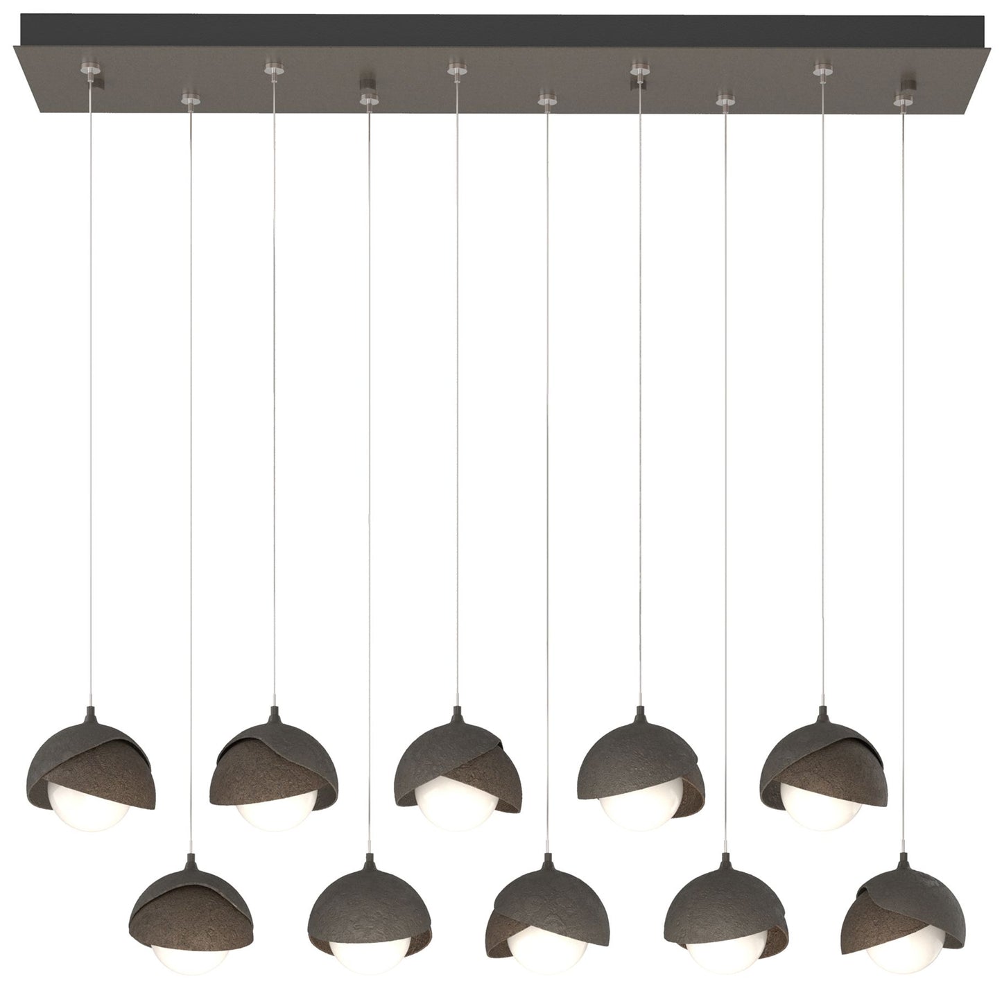 Brooklyn 44.5" Dark Smoke & Bronze Rectangular Long 2-Shade Pendan