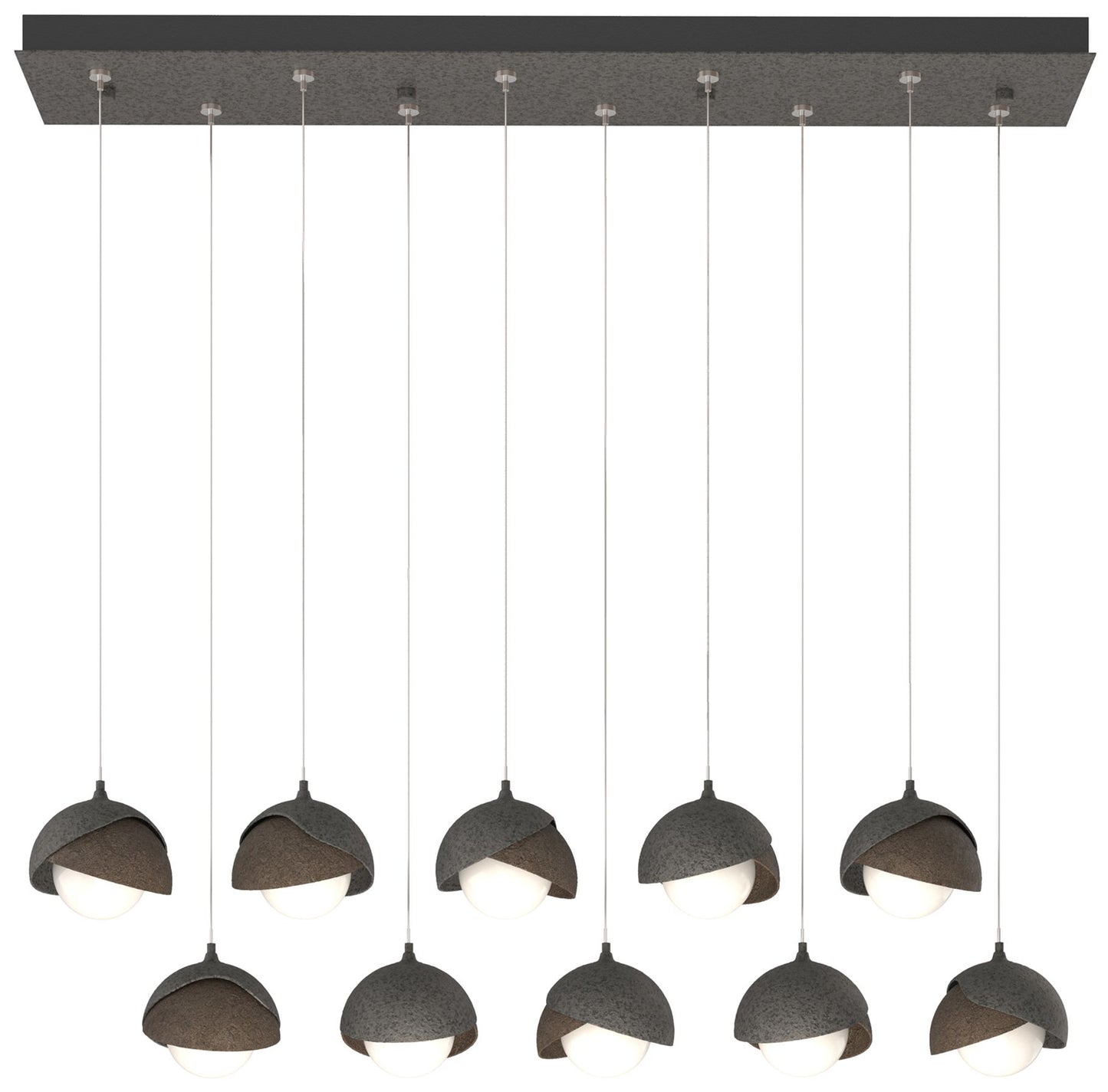 Brooklyn 44.5" Iron & Bronze Rectangular Long 2-Shade Pendant