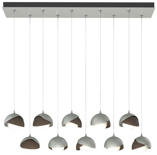 Brooklyn 44.5" Platinum & Bronze Rectangular Long 2-Shade Pendant