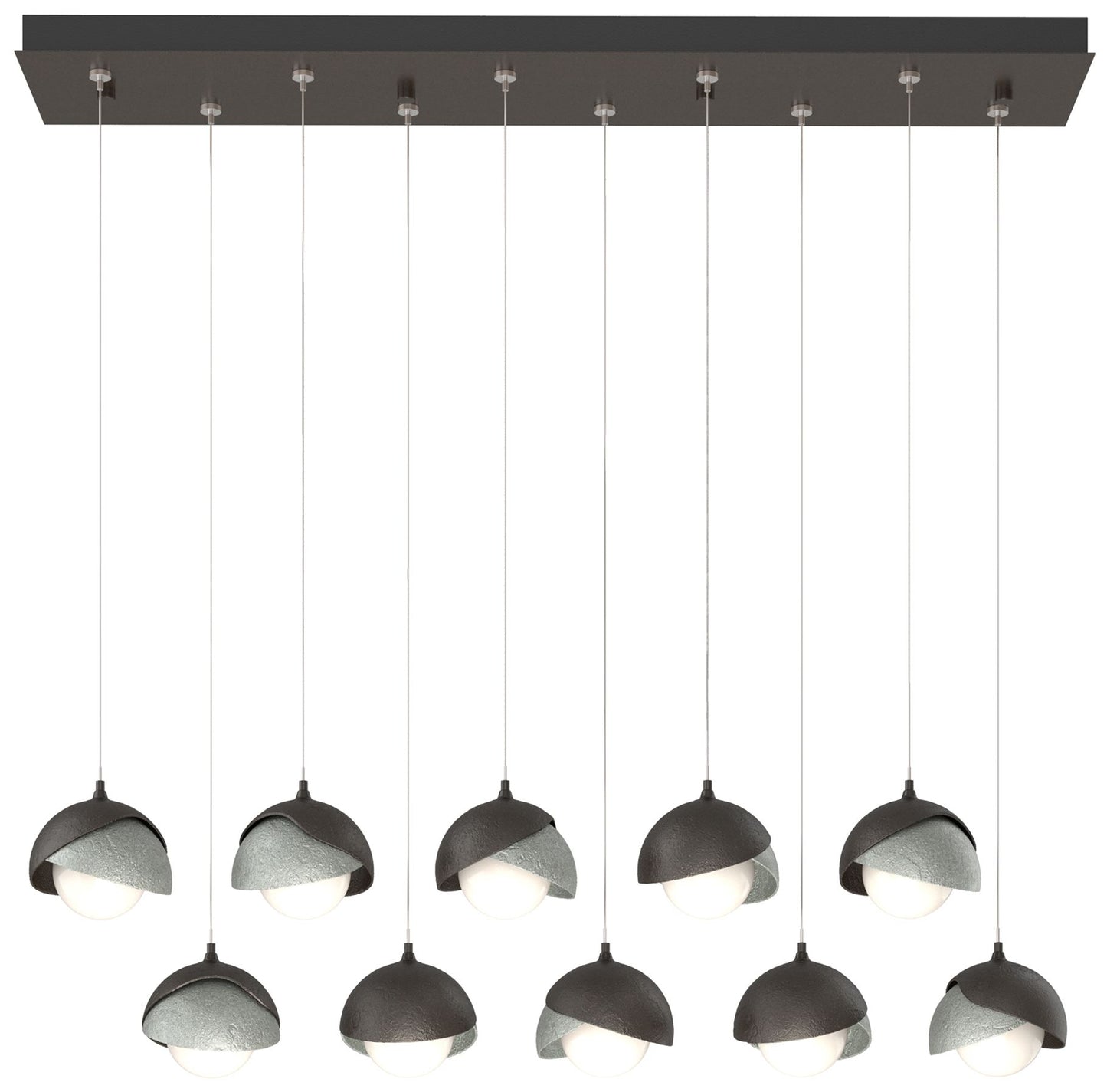 Brooklyn 44.5" Rubbed Bronze & Platinum Rectangular Long 2-Shade P