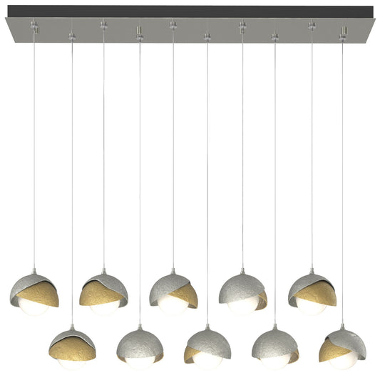 Brooklyn 44.5" Sterling & Brass Rectangular Long 2-Shade Pendant