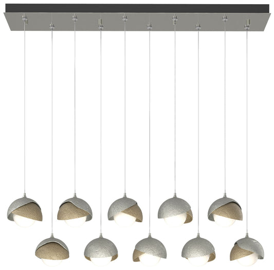 Brooklyn 44.5" Sterling & Gold Rectangular Long 2-Shade Pendant