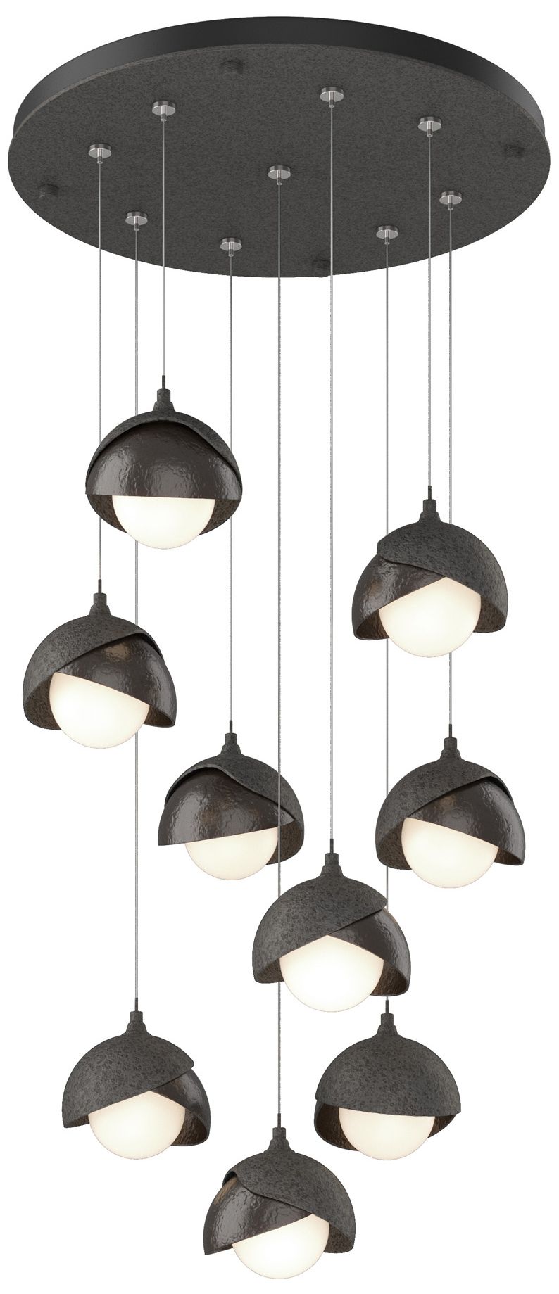 Brooklyn 9-Light Double Shade Round Pendant - Iron - Bronze - Opal