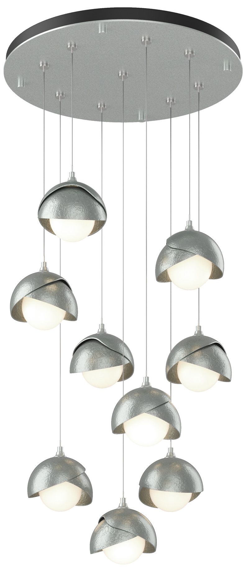 Brooklyn 9-Light Double Shade Round Pendant - Platinum - Platinum - Opal