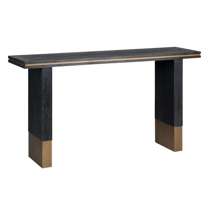 Brushed Gold Effect And Black Oak Console Table