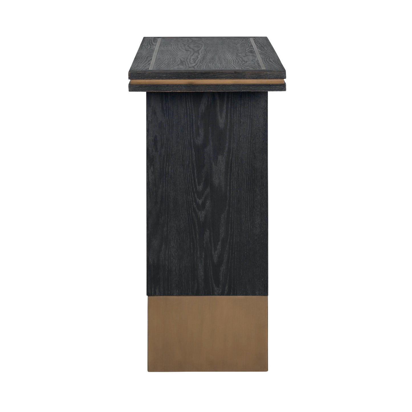 Brushed Gold Effect And Black Oak Console Table