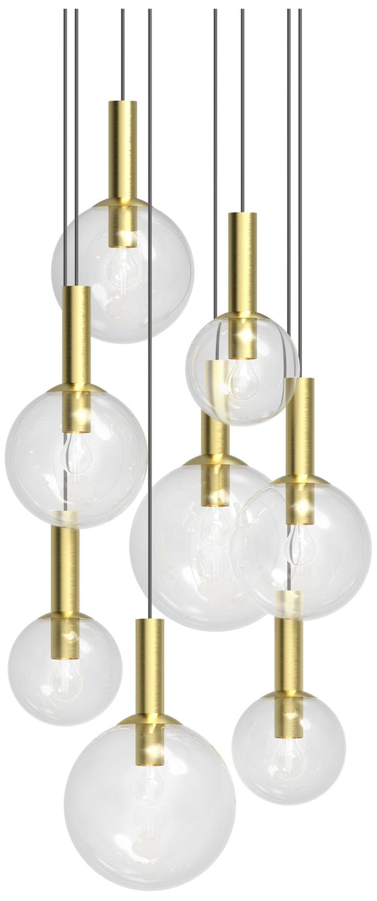 Bubbles 29" 8 Light  Satin Brass Chandelier