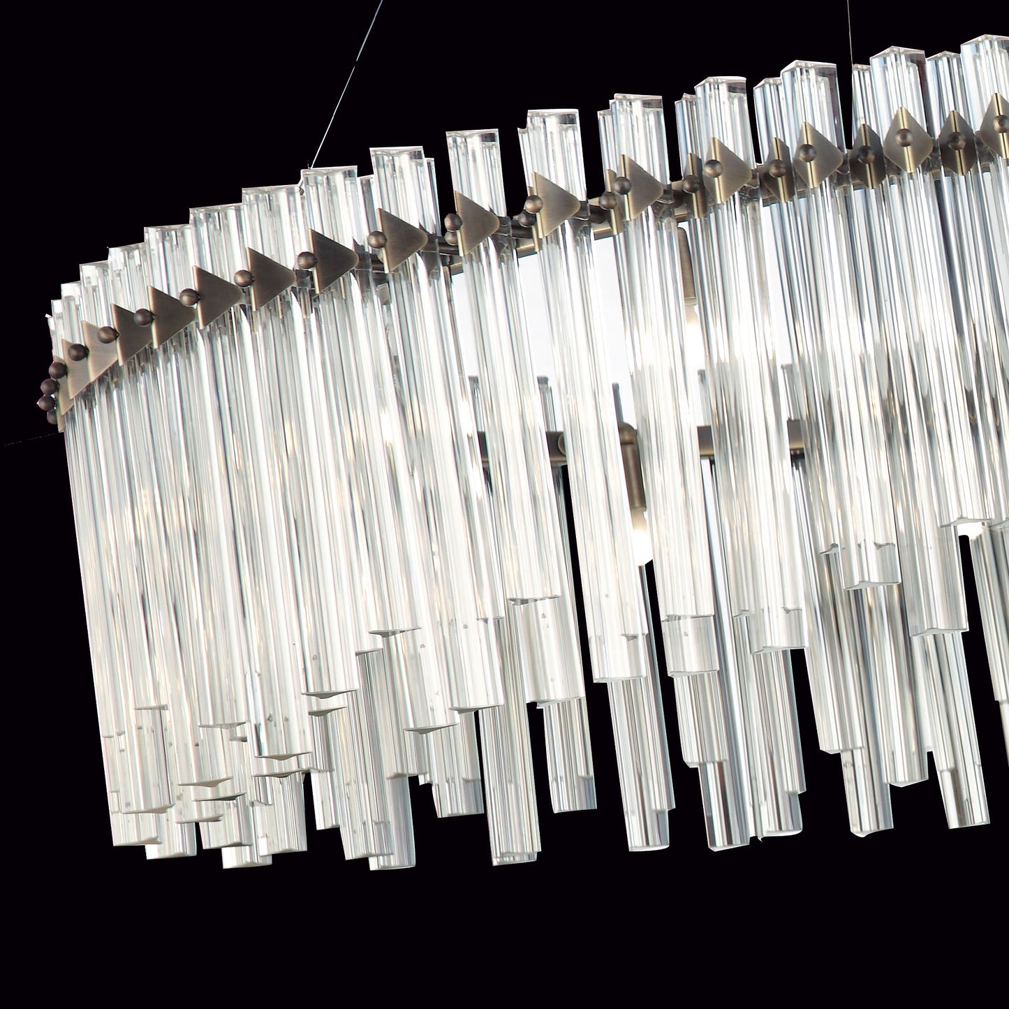 Burnished Brass And Glass Chandelier