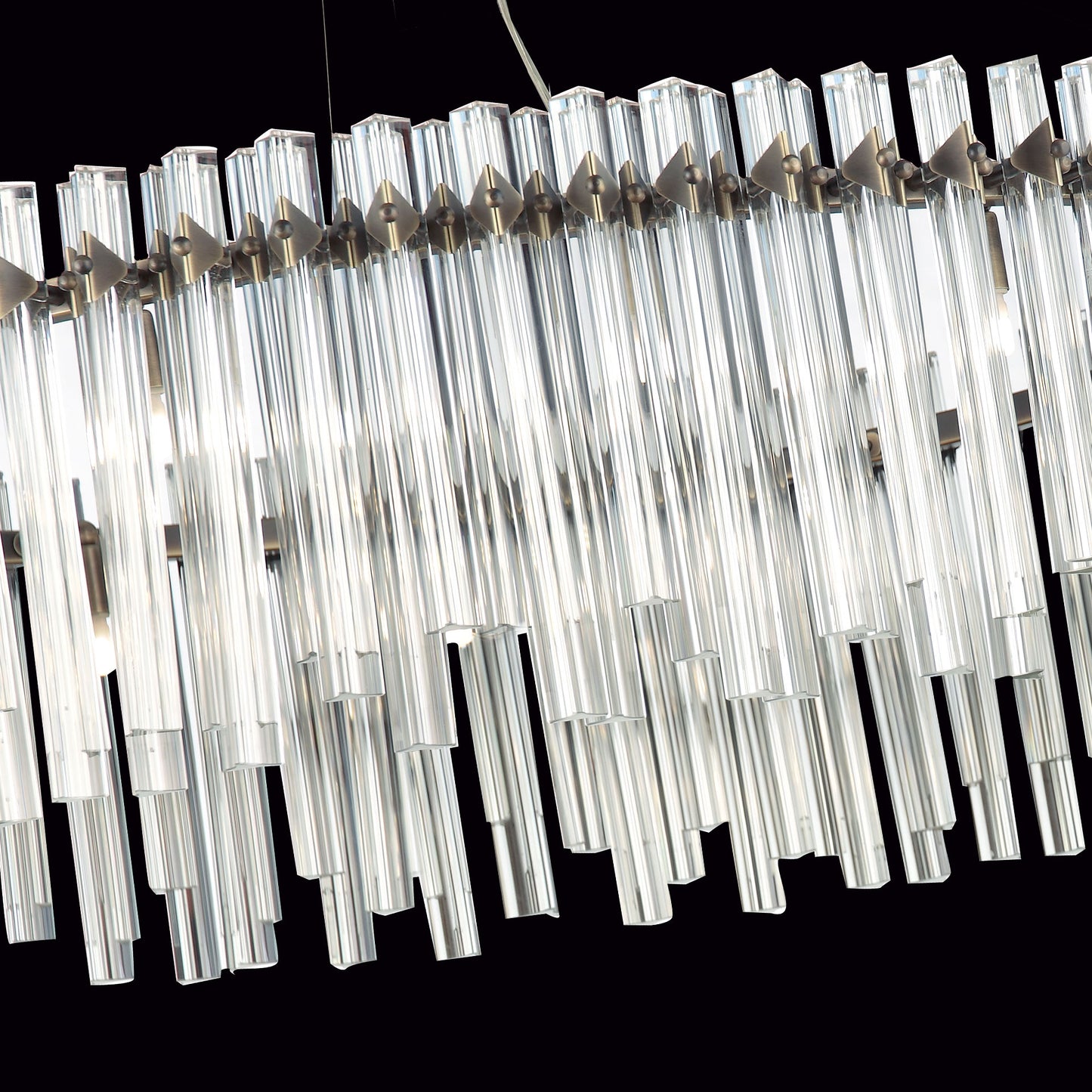 Burnished Brass And Glass Chandelier